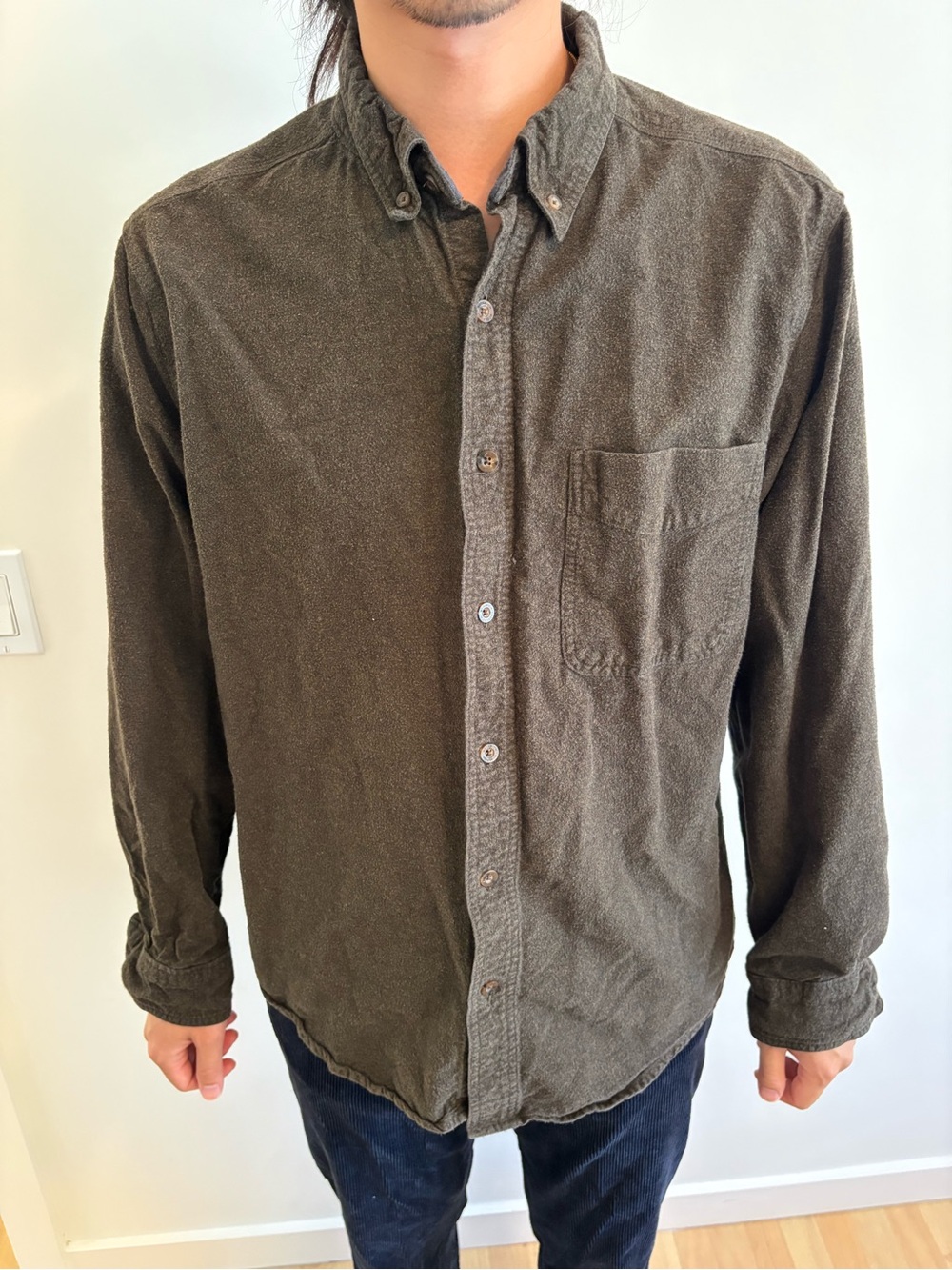 Men's woolrich Olive Button-Down Long-Sleeve Shirt